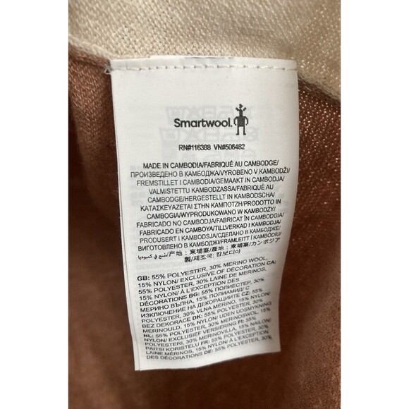 Smartwool Colorblock Pine Shadow Merino Blend Sweater LARGE Tan Long Sleeve - Picture 5 of 8